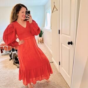 Sea New York Coral Pink Smocked Maxi Dress M/L